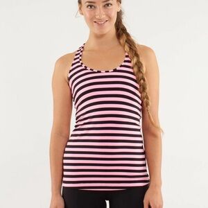 🖤💕  Lululemon CoolRacerback Sea Stripe Black and Pink Shell 2 💕🖤